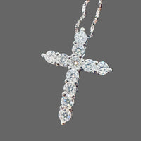 Load image into Gallery viewer, Moissanite Cross In sterling silver Overlaid in 18Kt gold

